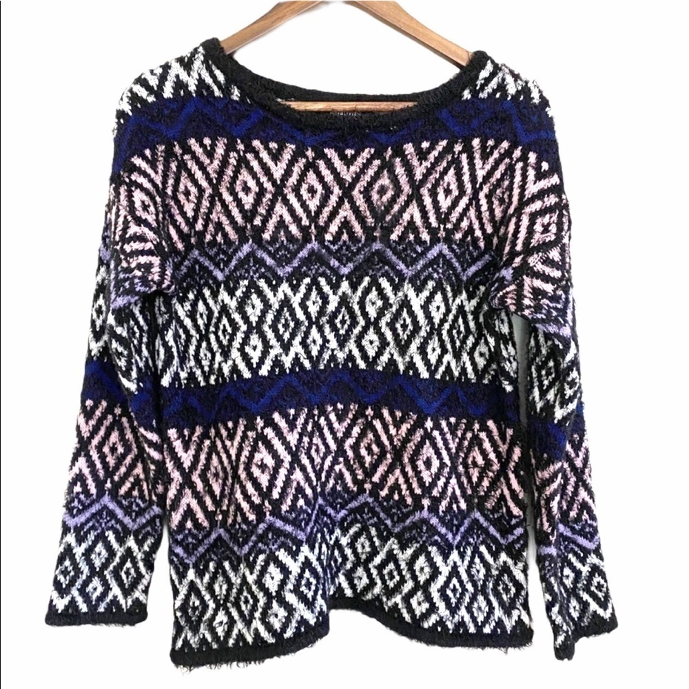 Relativity Fair Isle Eyelash Long Sleeve Sweater